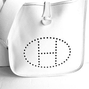 Hermès Evelyne Clemence White Messenger Bag